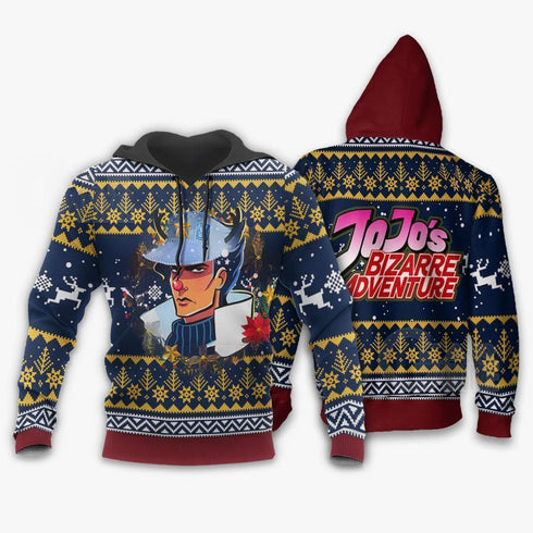 Divesart - Jotaro Kujo Ugly Christmas Sweater and Hoodie JoJo's Anime Xmas Hoodie